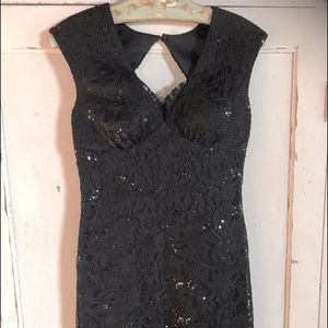 David’s Bridal Sequined Sheath Little Black Dress
